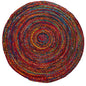 5'x 5'Hand Braided Boho Colorful Chindi Round Rug - - Decor