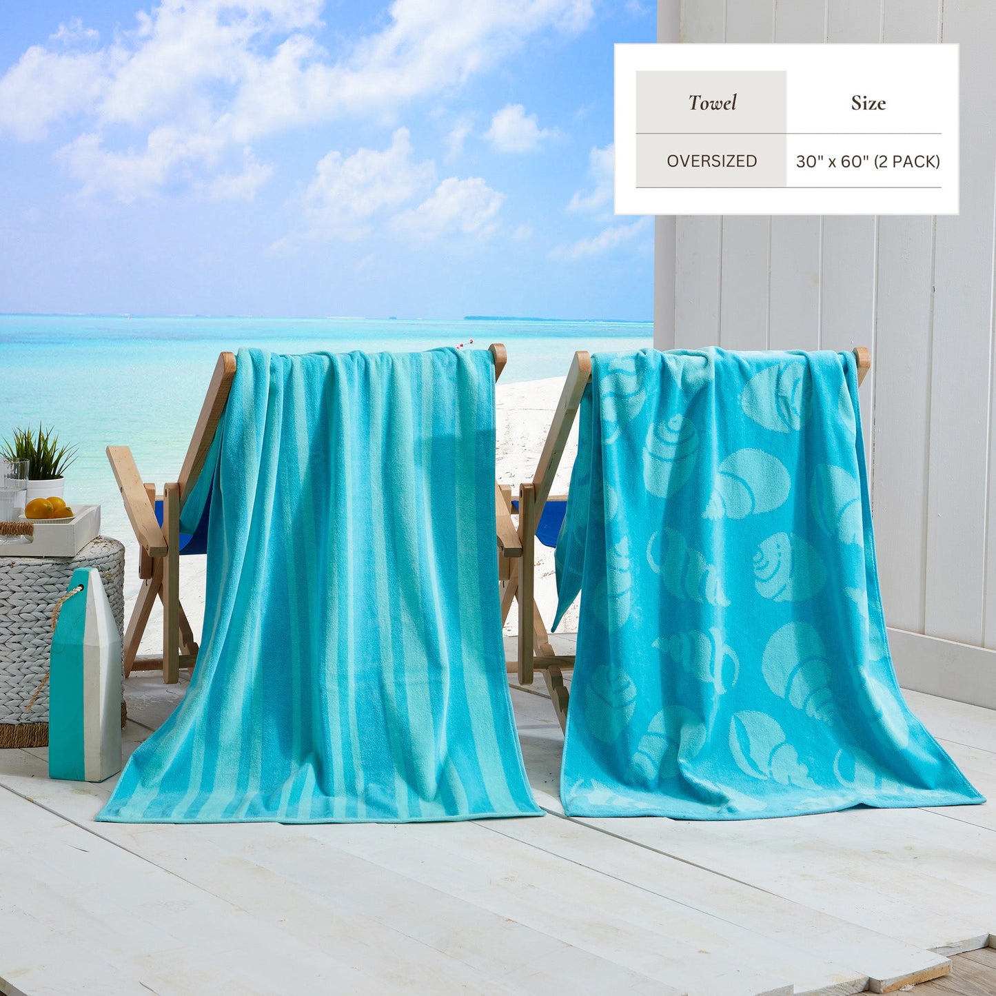 Cotton Velour Beach Towel - Maui Collection - - Beach Towels