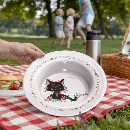 Christmas Cat Tangled in Lights Bowl – 8.5" Holiday Dinnerware - - Collectible Bowls, Plates, & Platters
