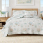 Coastal Printed Cotton Quilt Set - Santa Barbara Collection - Aqua Grove - Quilts & Comforters
