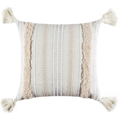 Handmade Boho Macrame Knit Tassel Embroidered Pillow Case Tufting Cushion Cover white beige