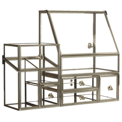 Hersoo Luxe Glass & Brass Cosmetic Organizer - - organizer