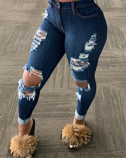 Casual Denim High Waist Jeans Straight Jeans