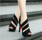 Sexy Fish Mouth Suede High Heels - Black 37 -