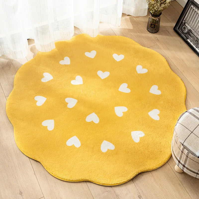 Flower Carpet Cute Plush Floor Mat Simple Round Bedside Decor Area Rugs