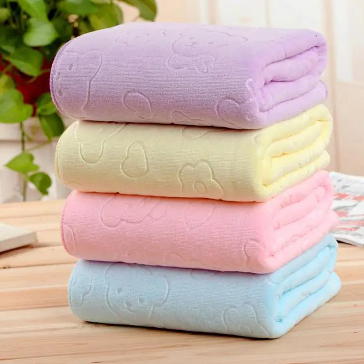 Microfiber Embossed Bear 70 * 140 Water Absorbent Bath Towel Quick Dry Towel