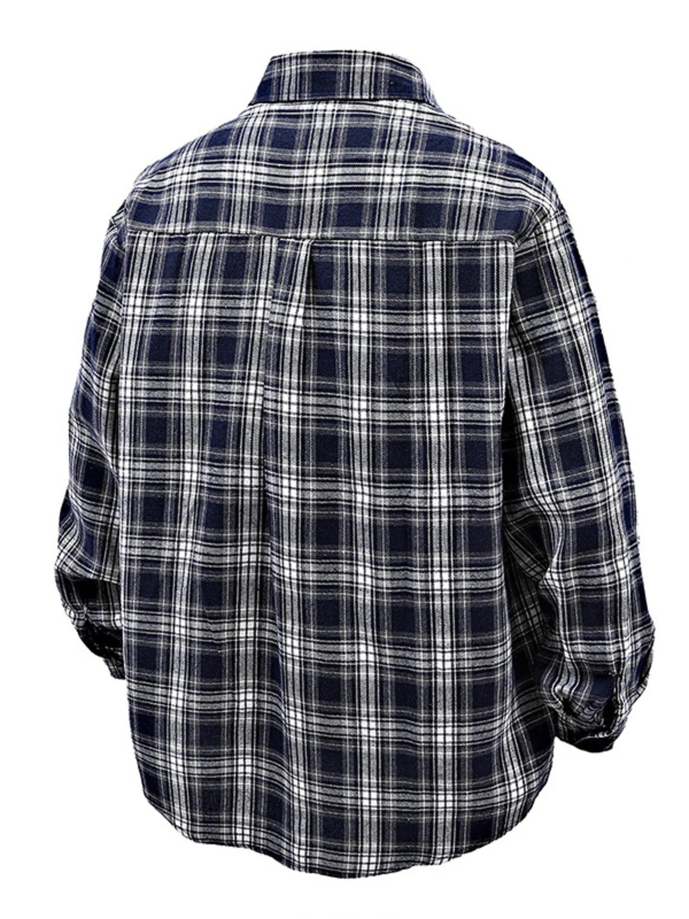 Men's Full Size Casual Plaid Long Sleeve Shirt Plus Size - -