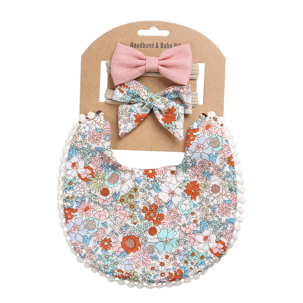 Floral Baby Bib & Headband Combo - DP021 7 - bib set
