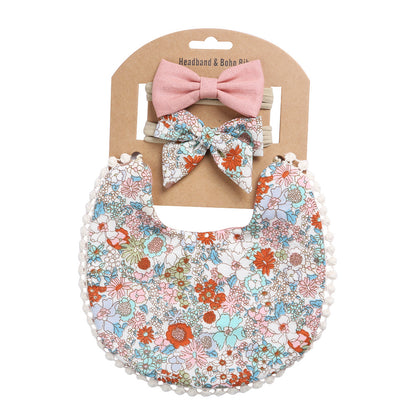 Floral Baby Bib & Headband Combo - DP021 7 - bib set