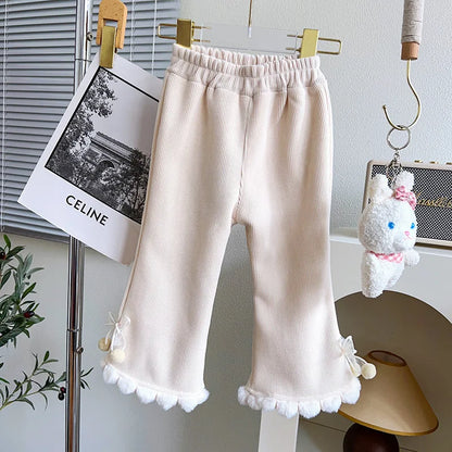 Girls Straight Pants Beige