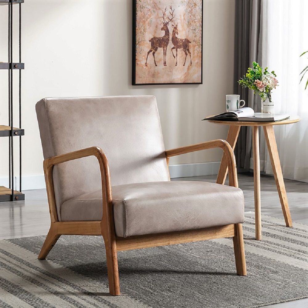 Classic Mid-Century Modern Accent Chairs, Open Framed Armchair With Cushioning- Unique Piece Furniture- {{Product type}}