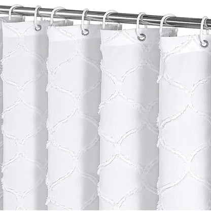 Textured White Fabric Shower Curtain