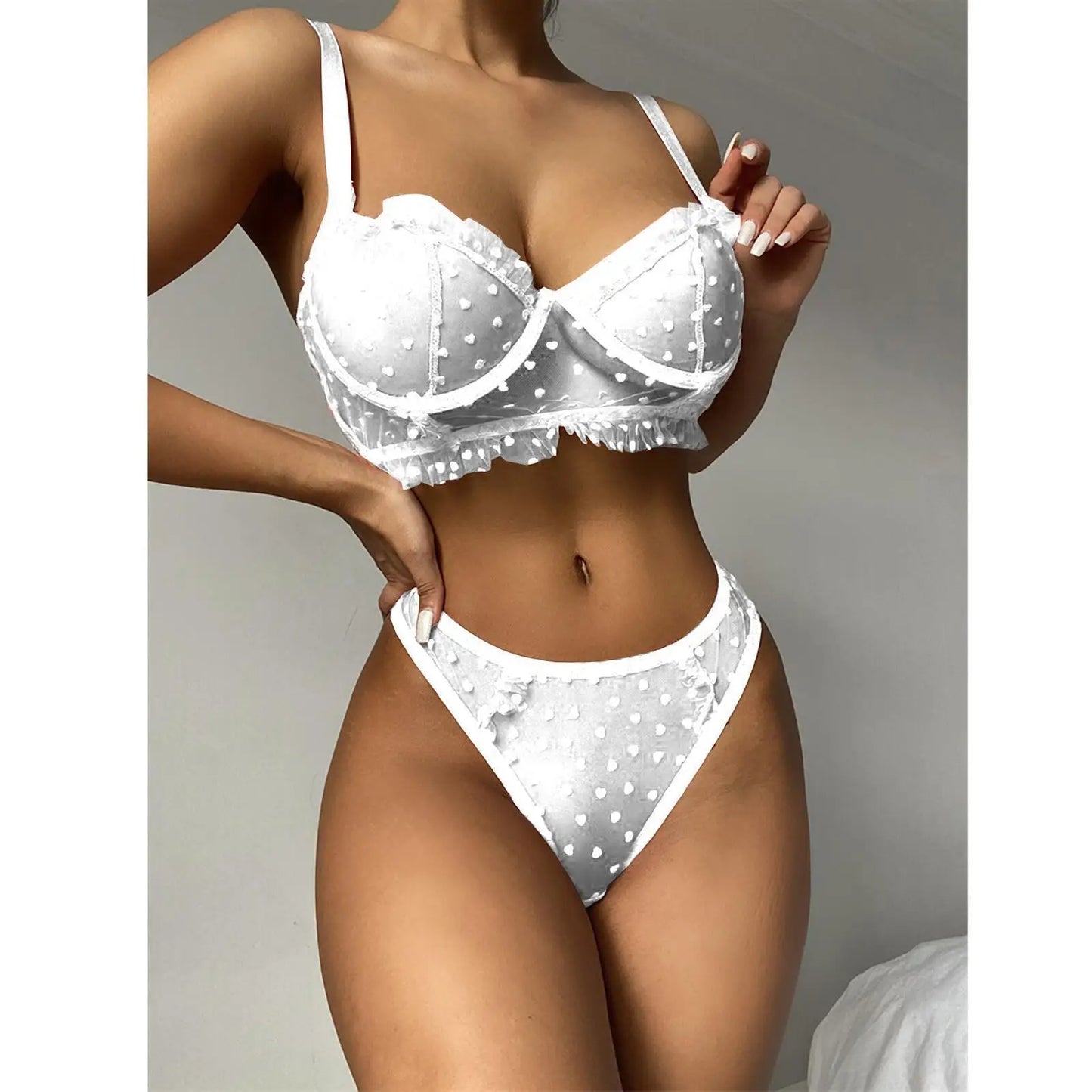 Lace Transparent Women's Underwear See-Through Ladies Panties Bra Thong Set