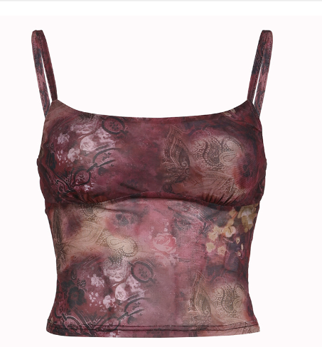Retro Watercolor Contrast Tank Top - - Women's Fashion - Women's Clothing - Tops & Tees - Tank Tops
