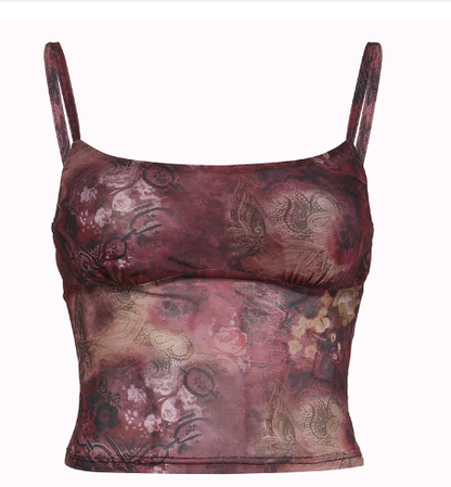 Retro Watercolor Contrast Tank Top - - Women's Fashion - Women's Clothing - Tops & Tees - Tank Tops