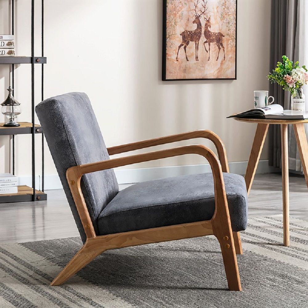 Classic Mid-Century Modern Accent Chairs, Open Framed Armchair With Cushioning- Unique Piece Furniture- {{Product type}}