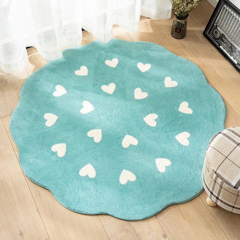 Flower Carpet Cute Plush Floor Mat Simple Round Bedside Decor Area Rugs