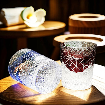 Edo Kiriko Japanese Handmade Cut Glass Cup – Single or Set of 4 - - Glass Art