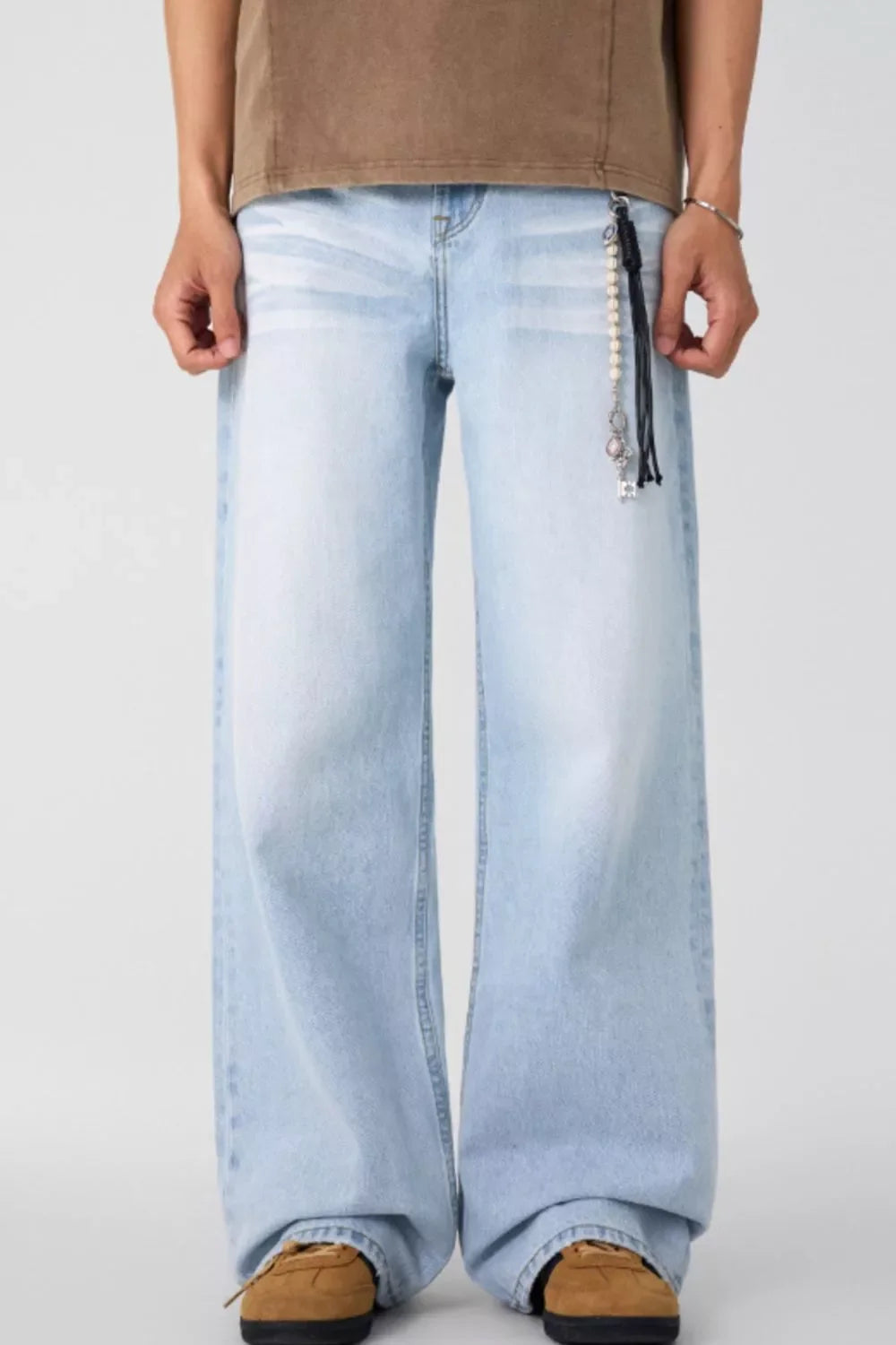 Men's Wide Leg Wash Jeans - Glacier Blue -