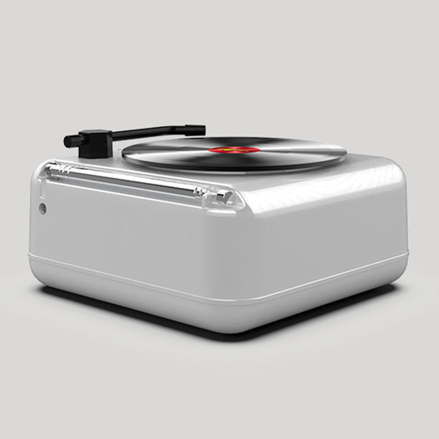 HIFI Bluetooth FM Radio Mini Portable Stereo H3 Retro Vinyl Turntable Speaker White