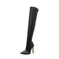 Over Knee Leather Stiletto Heel Boots