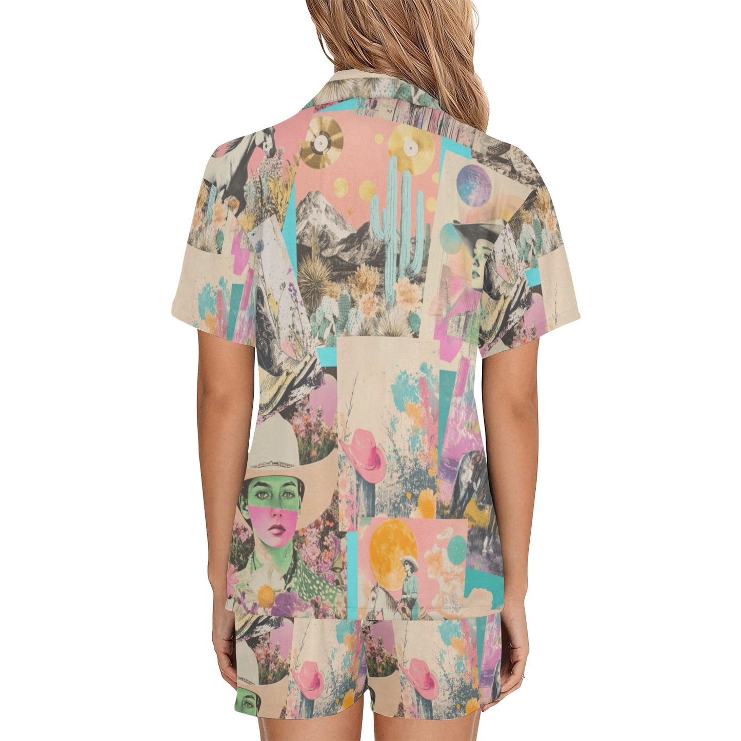 Baha Ranch Retro Pop Western Collage Pajama Set - - Pajama Sets