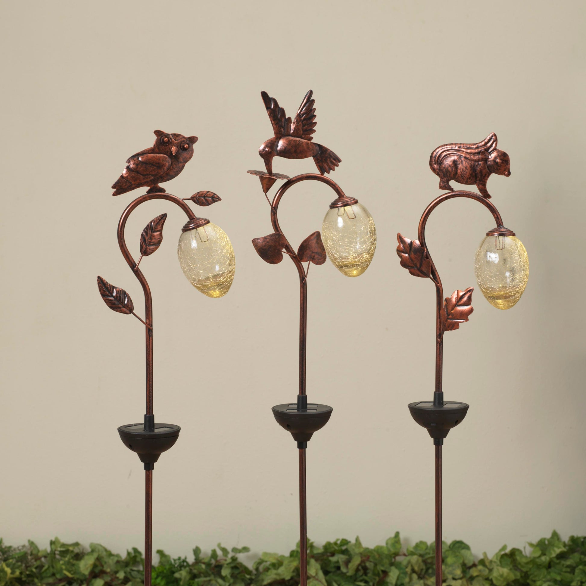 Solar-Powered Bronzed Animal Garden Stake - - - Home & Living >> Garden