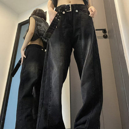 Vintage Casual Jeans for Women - Black XL - jeans