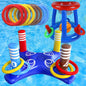 Inflatable Basketball Hoop for Pool Games Outdoors - Blue ring basketball stand + cross +8 rings 1 ball 1 gas cylinder - pool toy
