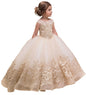 Champagne Princess Ball Gown by Uzqast - Tulle Flower Girl Dress with Bow - Champagne 2 - dress
