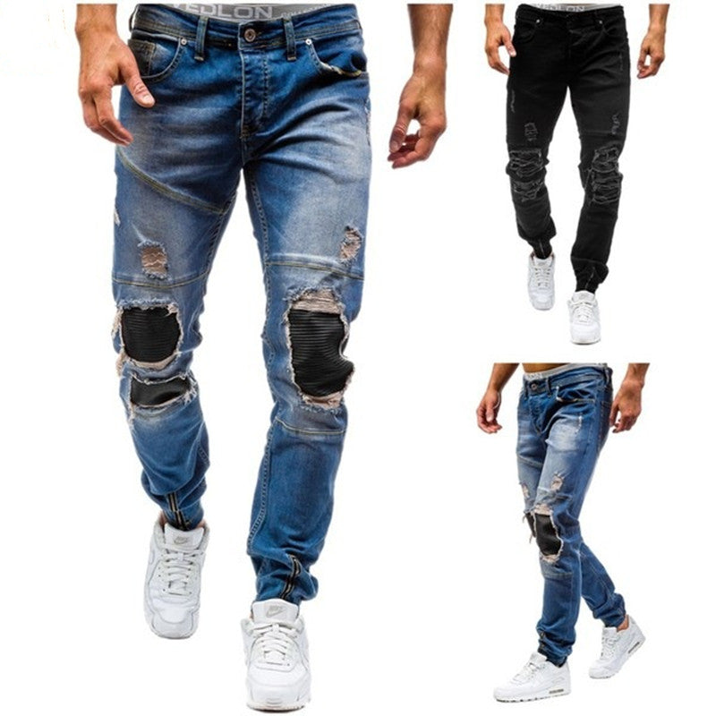 Mens Trendy Ripped Denim - - jeans