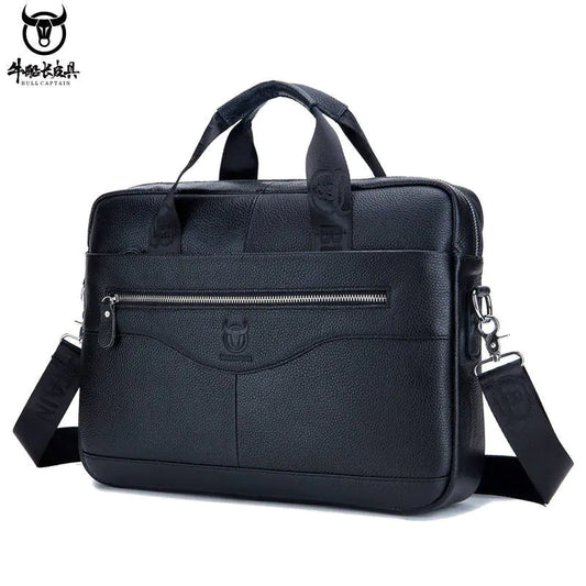 Genuine Leather Laptop Briefcase - Briefcase 044 Black - briefcase