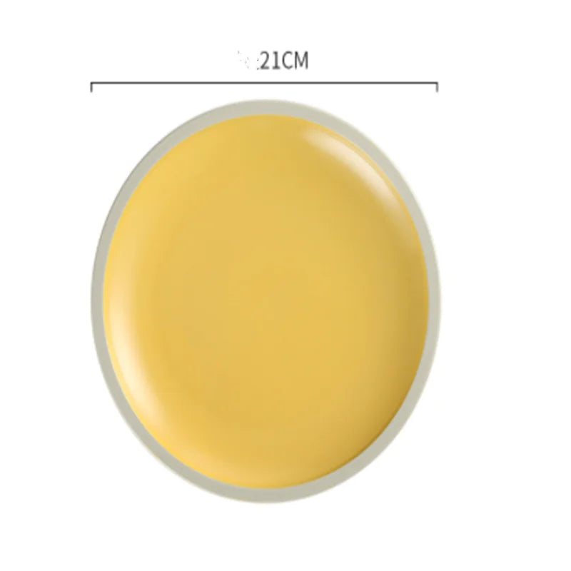 Morandi Ceramic Round Dinner Plates - Yellow 8inches - plates