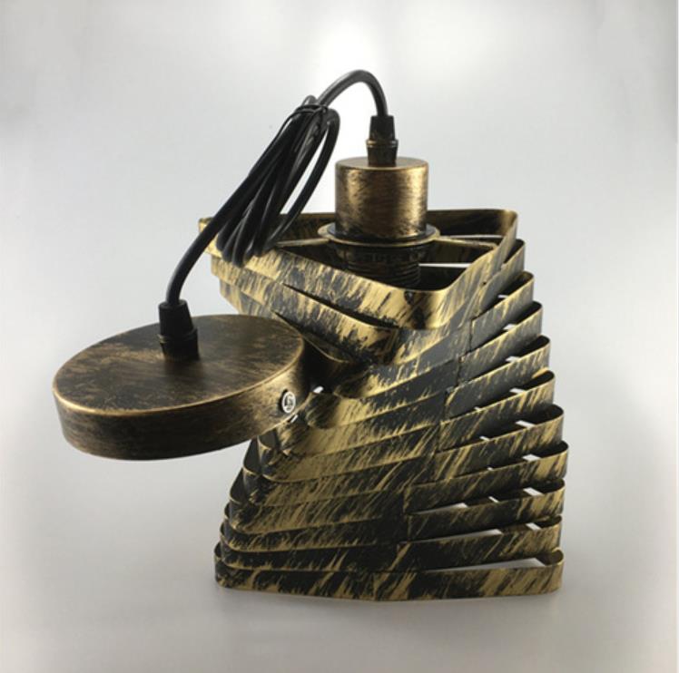 Vintage Industrial Style Iron Cage Light Fixture - Gold - ceiling light