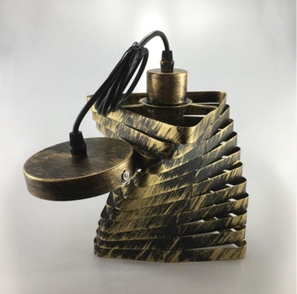 Vintage Industrial Style Iron Cage Light Fixture - Gold - ceiling light