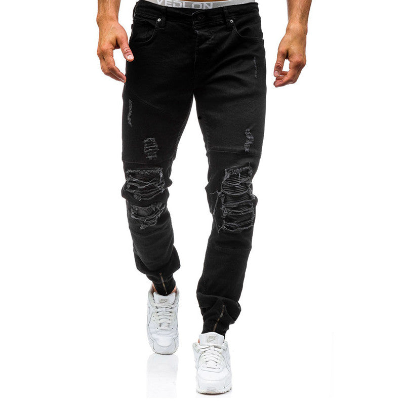 Mens Trendy Ripped Denim - Black 36 - jeans