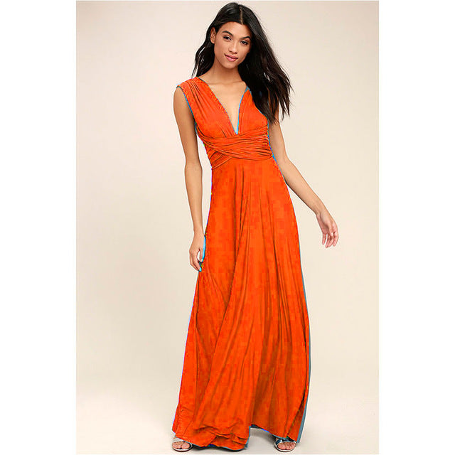 Long Wrap Dress - Orange Large - dress