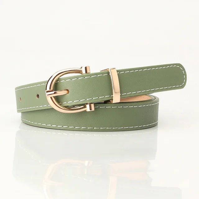 PU Leather Simple Metal Buckle Belt