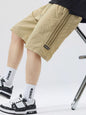 Men's Full Size Casual Loose-Fit Drawstring Shorts with Stripe Detail Plus Size - Khaki -