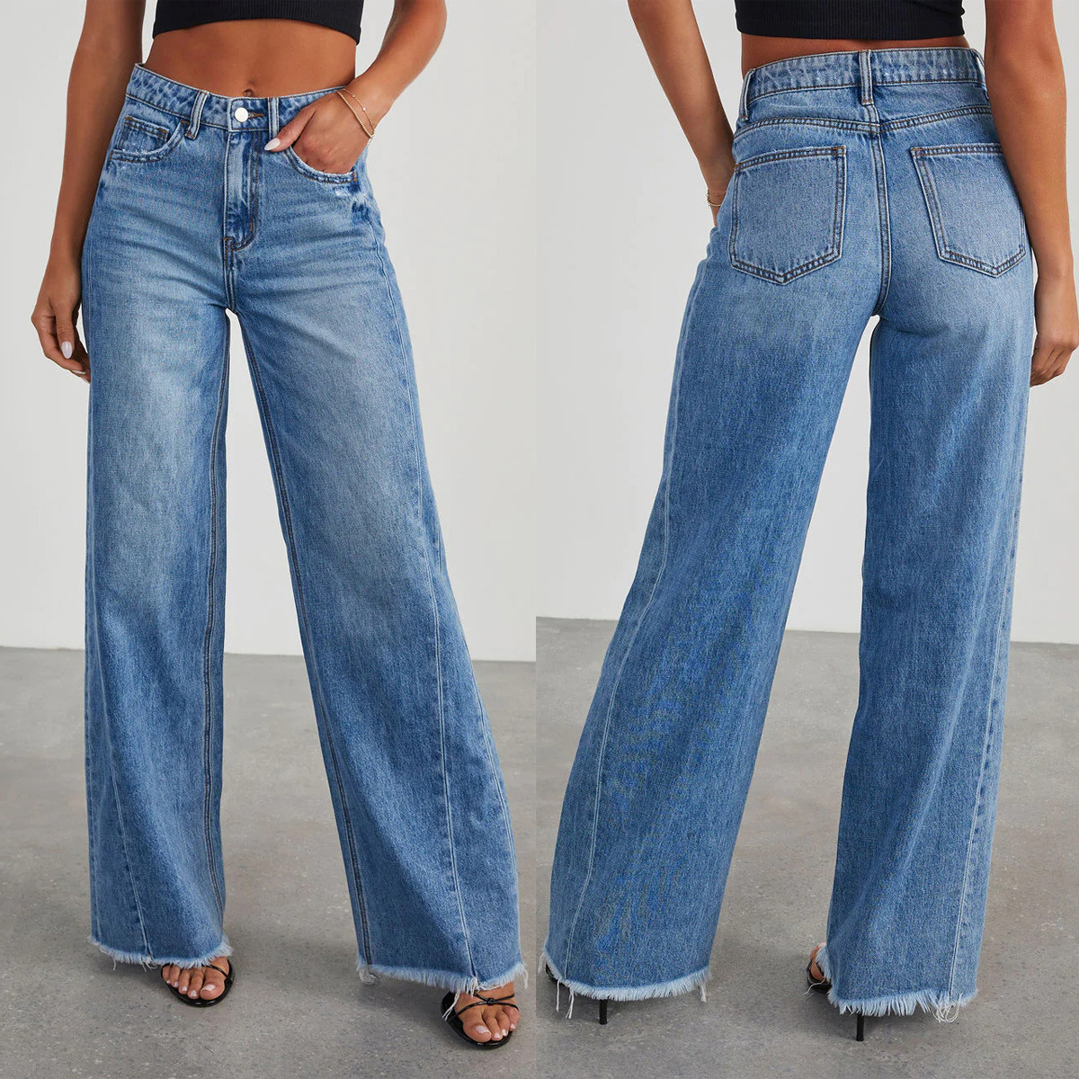 Frayed Hem Jeans - - Women's Fashion - Women's Clothing - Bottoms - Jeans