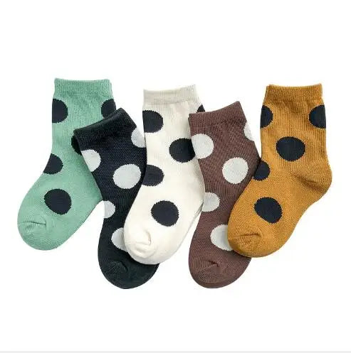 5Pairs Socks 1-12Year Polka Dot Socks