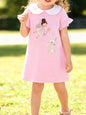 Children's Peter Pan Collar Short Sleeve Dress - Blush Pink -