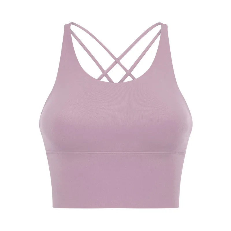 Comfort Full Support Padded Wire Free Cross Back Yoga Sports Bra Seamless