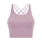 Comfort Full Support Padded Wire Free Cross Back Yoga Sports Bra Seamless light purple