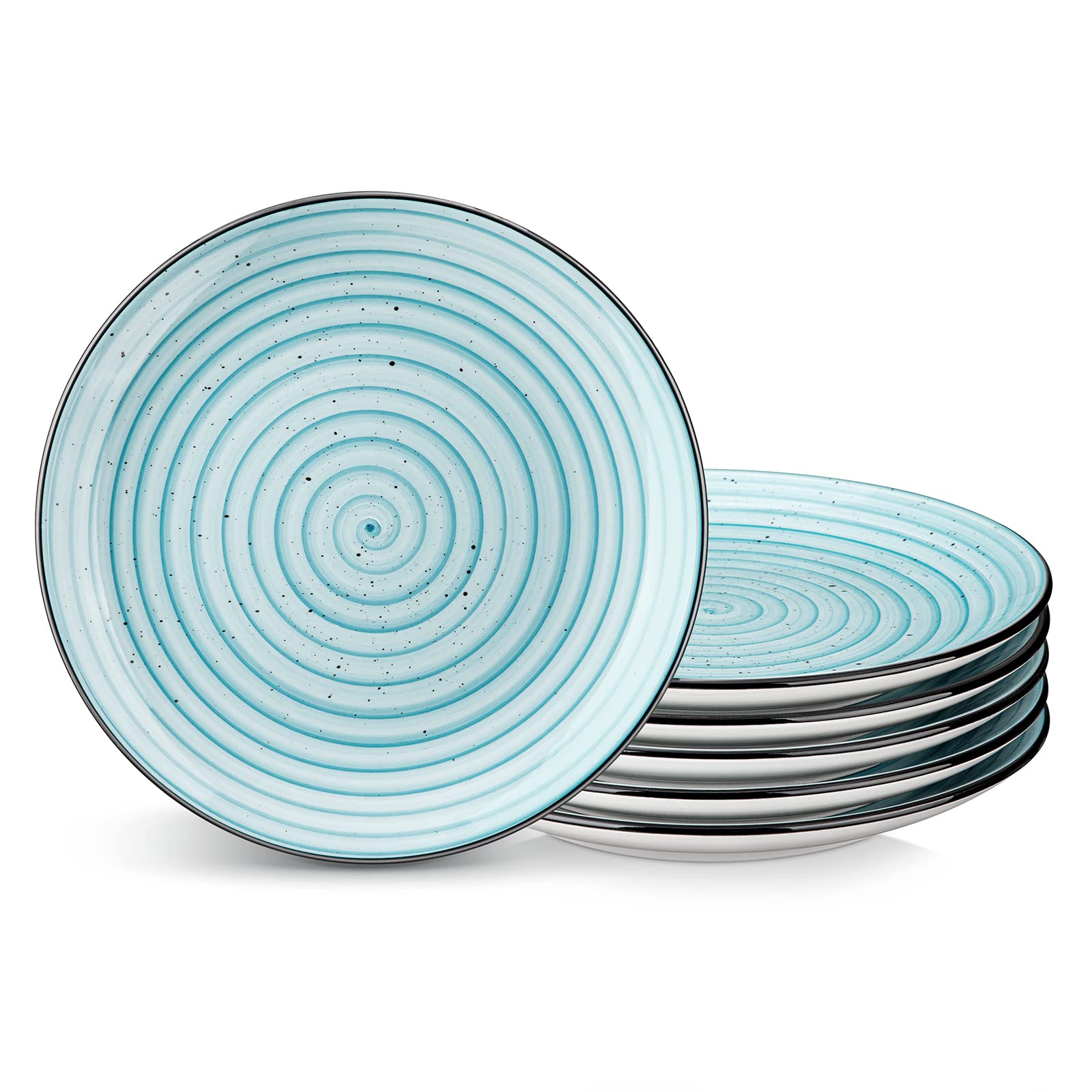 vancasso Bonbon Blue Ceramic Salad Plates 6-Pack - - plates