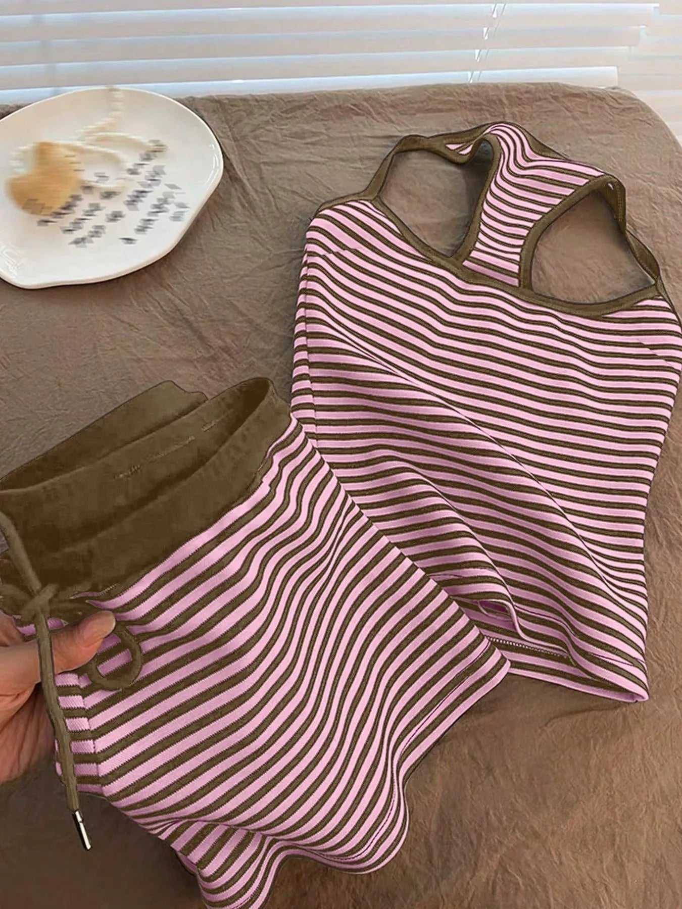 Striped Tank Top and Shorts Set- Shopimist- {{Product type}}