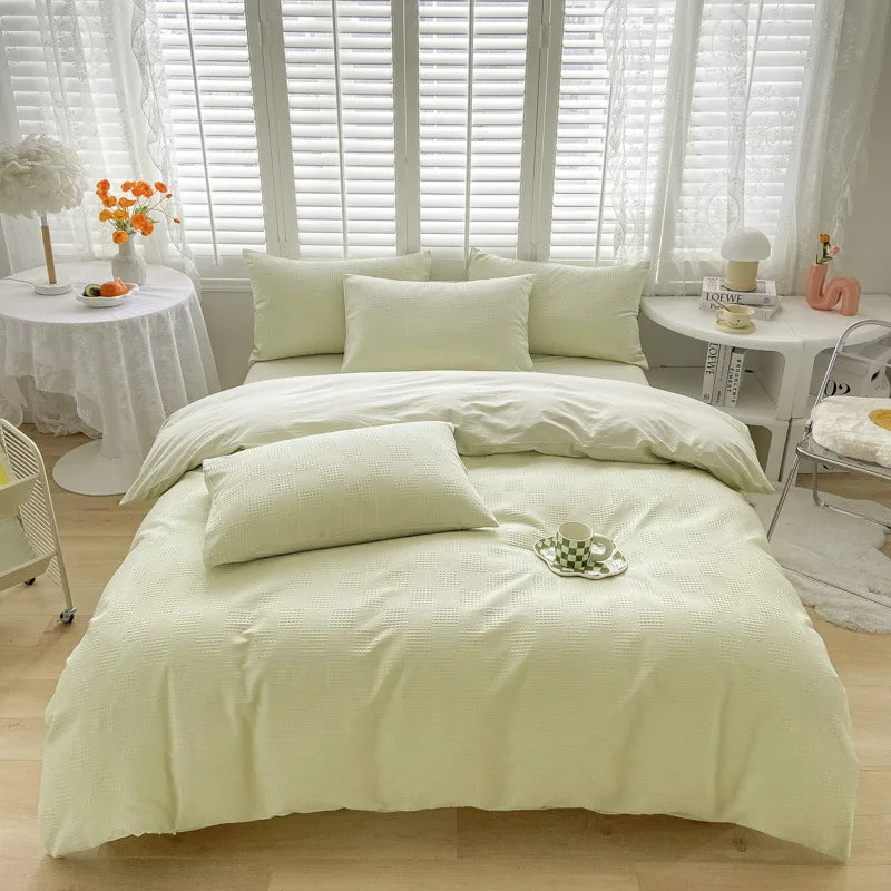 Cotton Four-Piece Set Waffle Cotton Quilt Cover and Four-Season