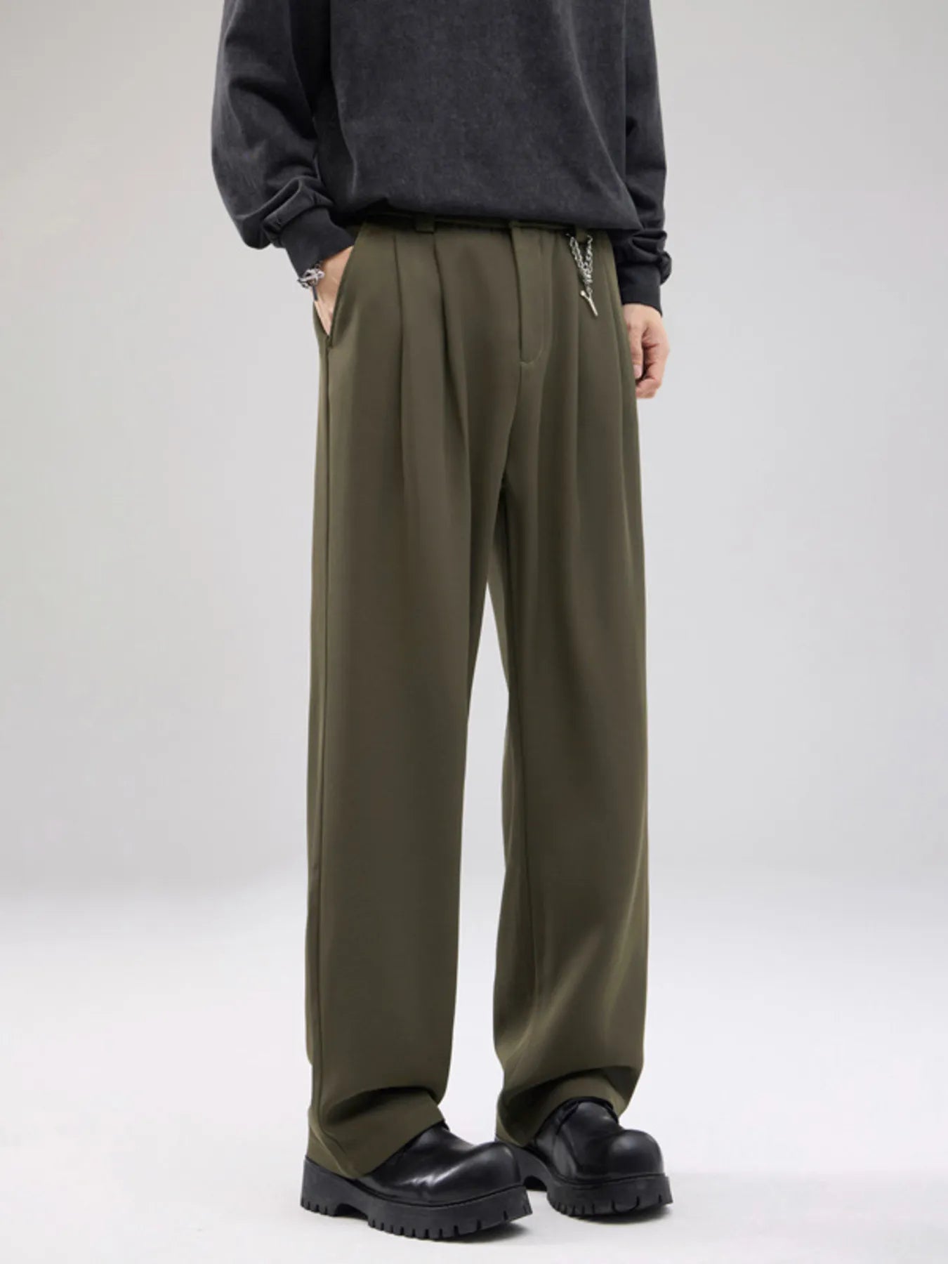 Men's Full Size Drawstring Wide Leg Pants with Pockets Plus Size - -