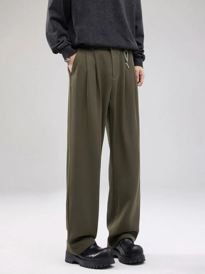 Men's Full Size Drawstring Wide Leg Pants with Pockets Plus Size - -