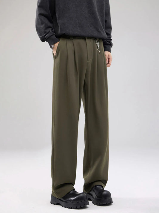 Men's Full Size Drawstring Wide Leg Pants with Pockets Plus Size - -